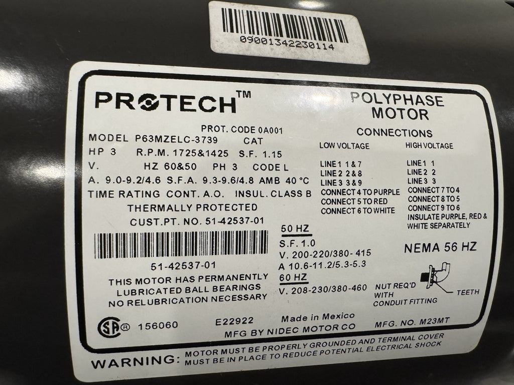 Protech 51-42537-01 Motor OEM Rheem 3HP 1725&1425 RPM M23MT NEW IN BOX!