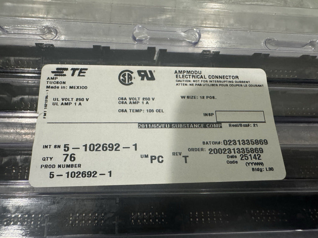 TE Connectivity 5-102692-1 PCB Mount Header Connectors NEW! FREE SHIPPING!