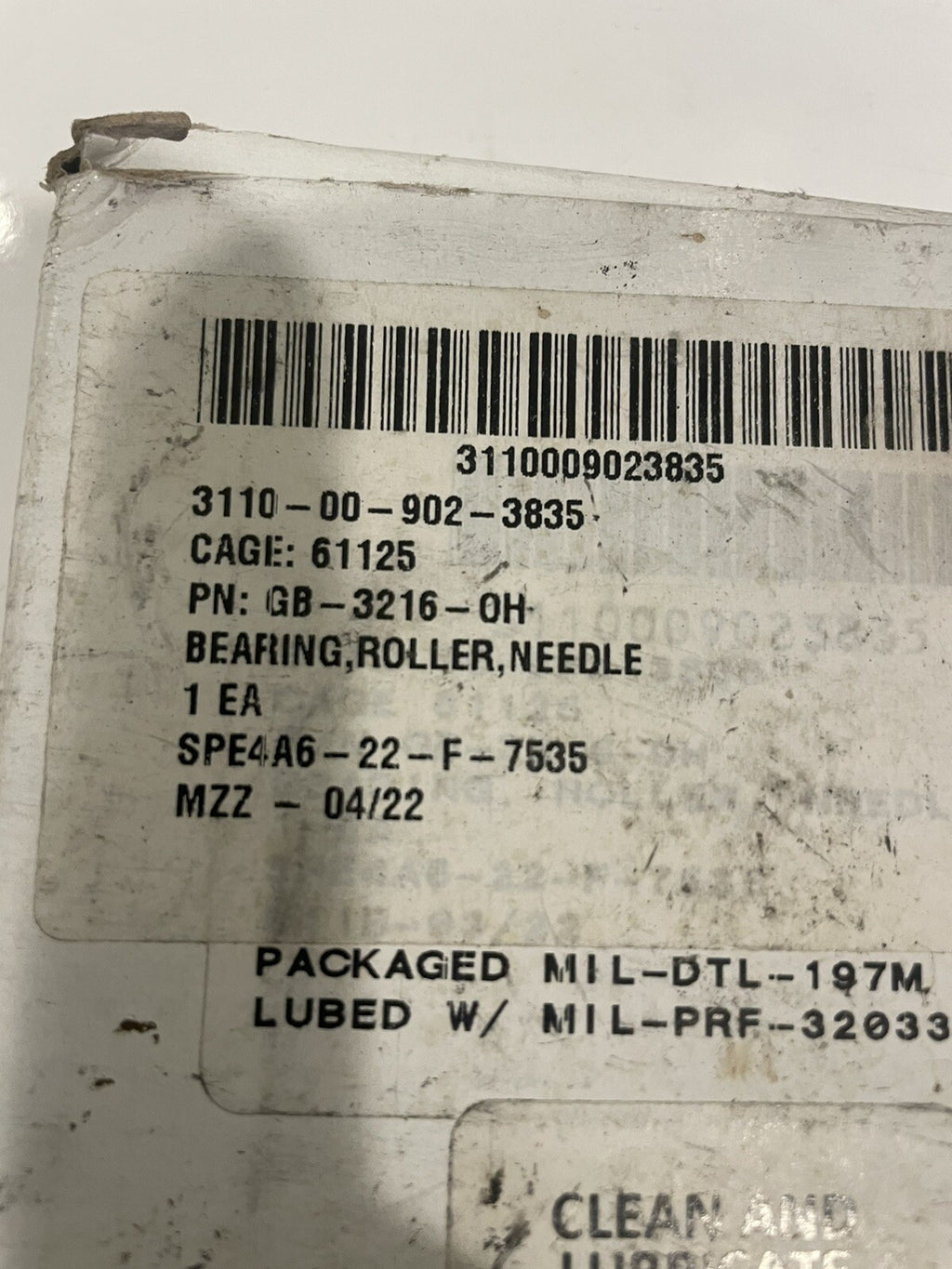 GB-3216-OH Needle Roller Bearing NEW IN BOX! FREE SHIPPING!