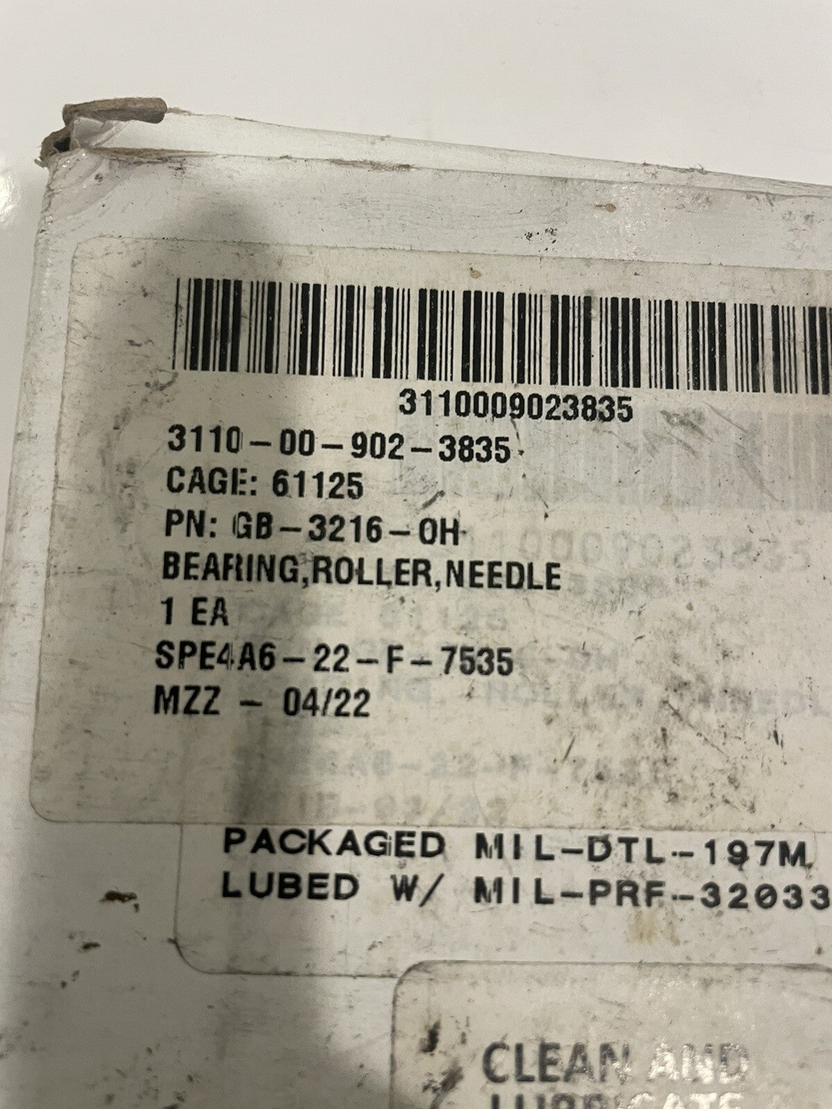 GB-3216-OH Needle Roller Bearing NEW IN BOX! FREE SHIPPING!