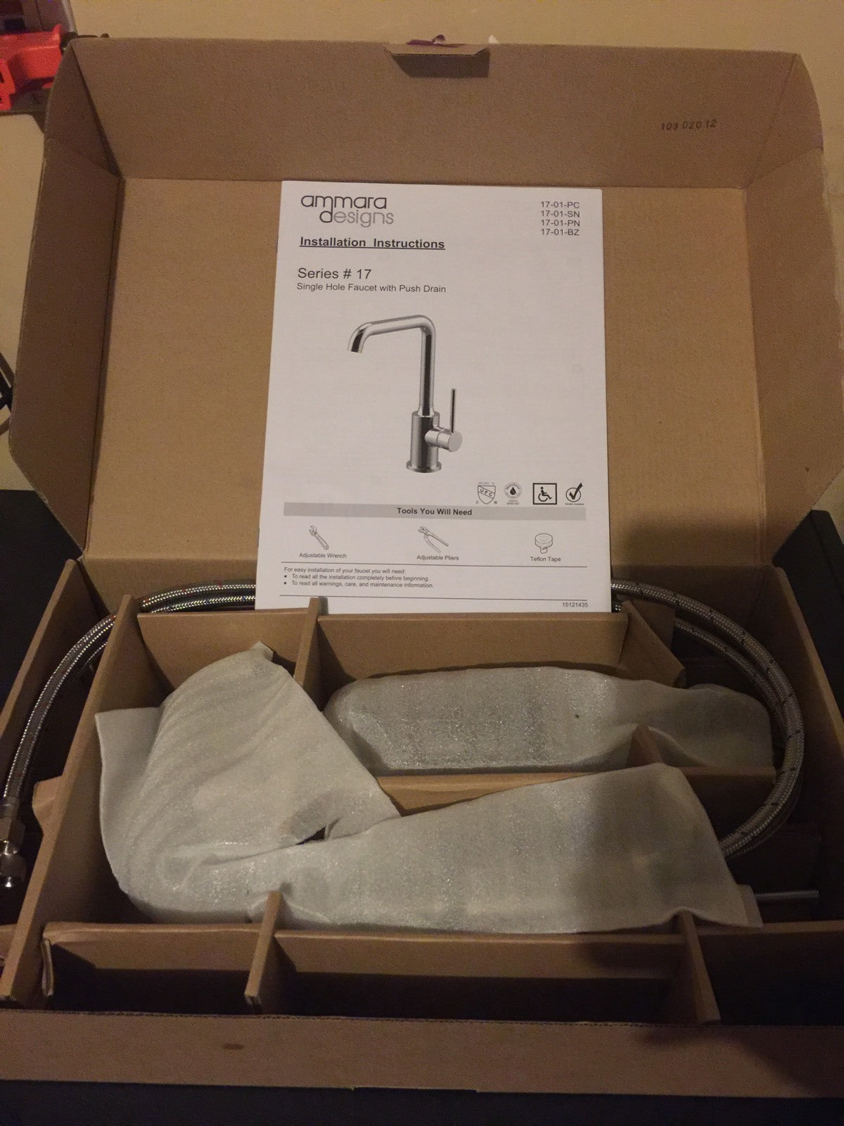 Ammara Designs 17-01-PN Polished Nickel Single Hole Faucet With Push Drain