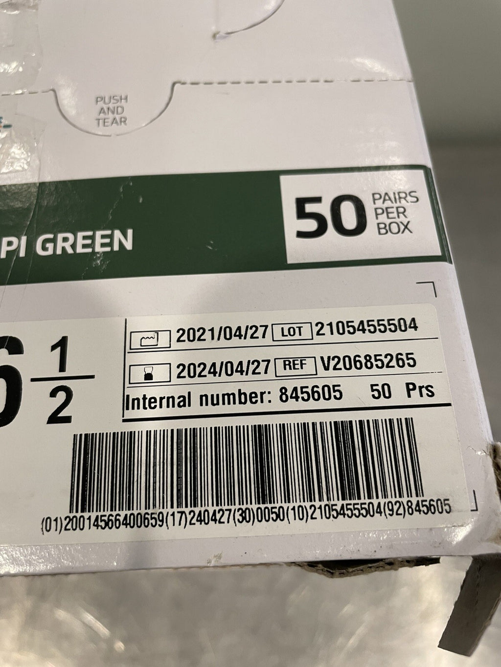 NovaPlus V20685265 Ansell Gammex PI Green Glove Sz 6.5 41 Pair Polyisoprene NEW!