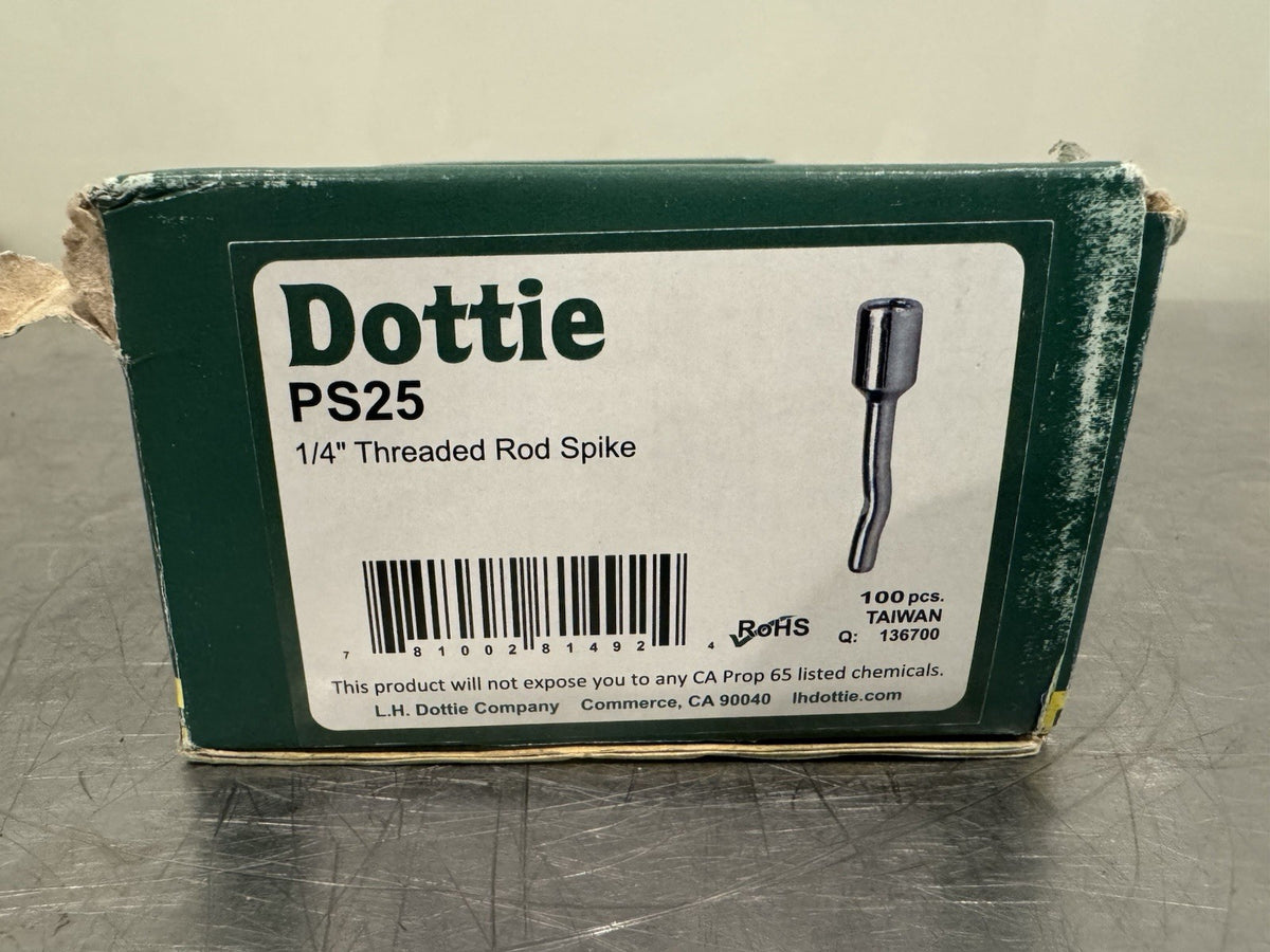 Dottie PS25 1/4” Threaded Rod Spike 100 PACK Zinc Plated NEW! FREE SHIPPING!