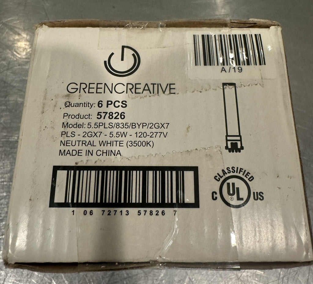 Green Creative 57826 LED Bulb 5.5W 3500K 6 PACK PLS-2GX7-5.5W-120-277V NEW!