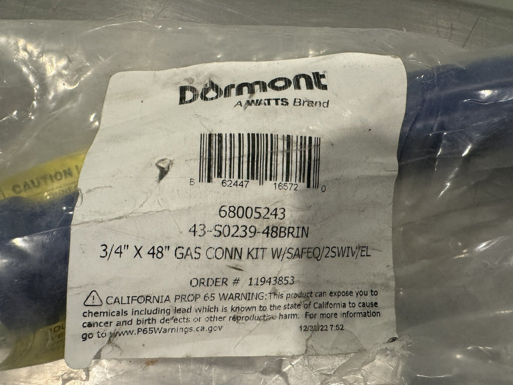 Dormont 68005243 Gas Conn. Kit W/SAFEQ/2SWIV/EL 43-S0239-48BRIN NEW! SHIPS FREE!