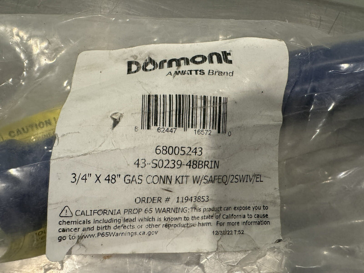 Dormont 68005243 Gas Conn. Kit W/SAFEQ/2SWIV/EL 43-S0239-48BRIN NEW! SHIPS FREE!