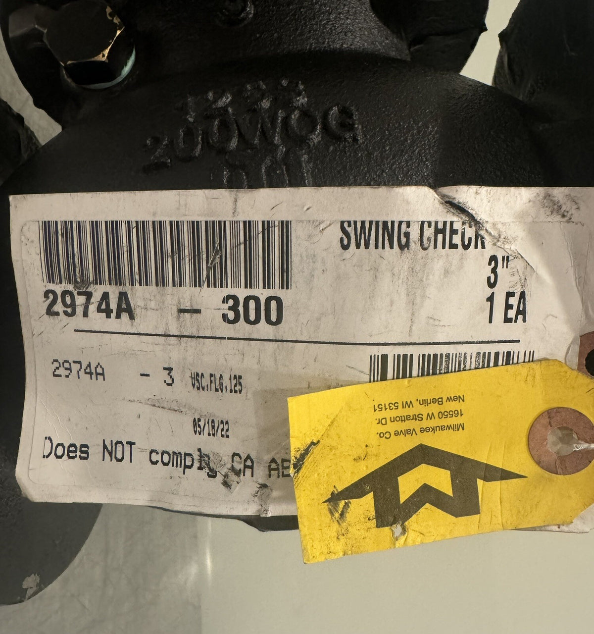 Milwaukee 2974A-300 Swing Check Valve 3” Flanged NEW! FREE SHIPPING!