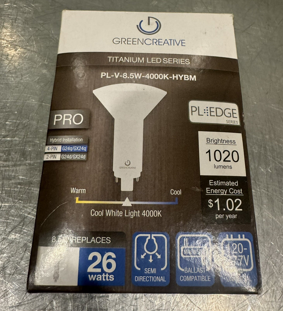 Green Creative 98390 Titanium LED Series 8.5W 4000K Bulb PL-V-8.5W-4000K-HYBM