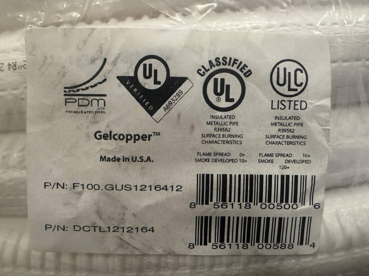 Pdm F100.GUS1216412 Gelcopper Preinsulated Pipe Ductless Mini Split Line NEW!
