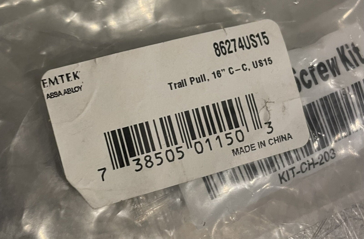 Emtek 86274US15 Handle 16” Center To Center Satin Nickel Trail Pull NEW!!