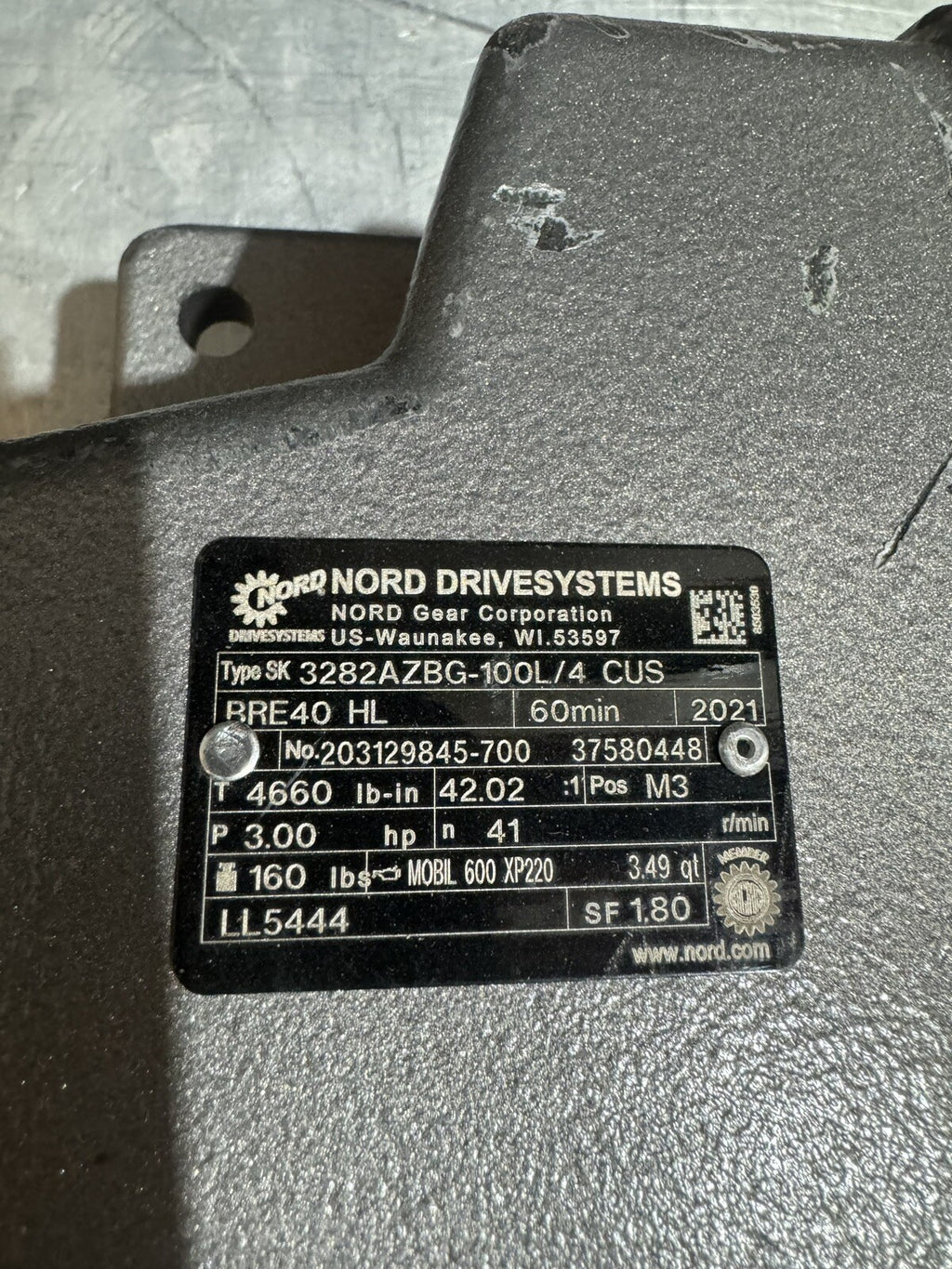 Nord 3282AZBG-100L/4 CUS BRE40 HL Gearbox ASSY 203129845-700 NEW! FREE SHIPPING!