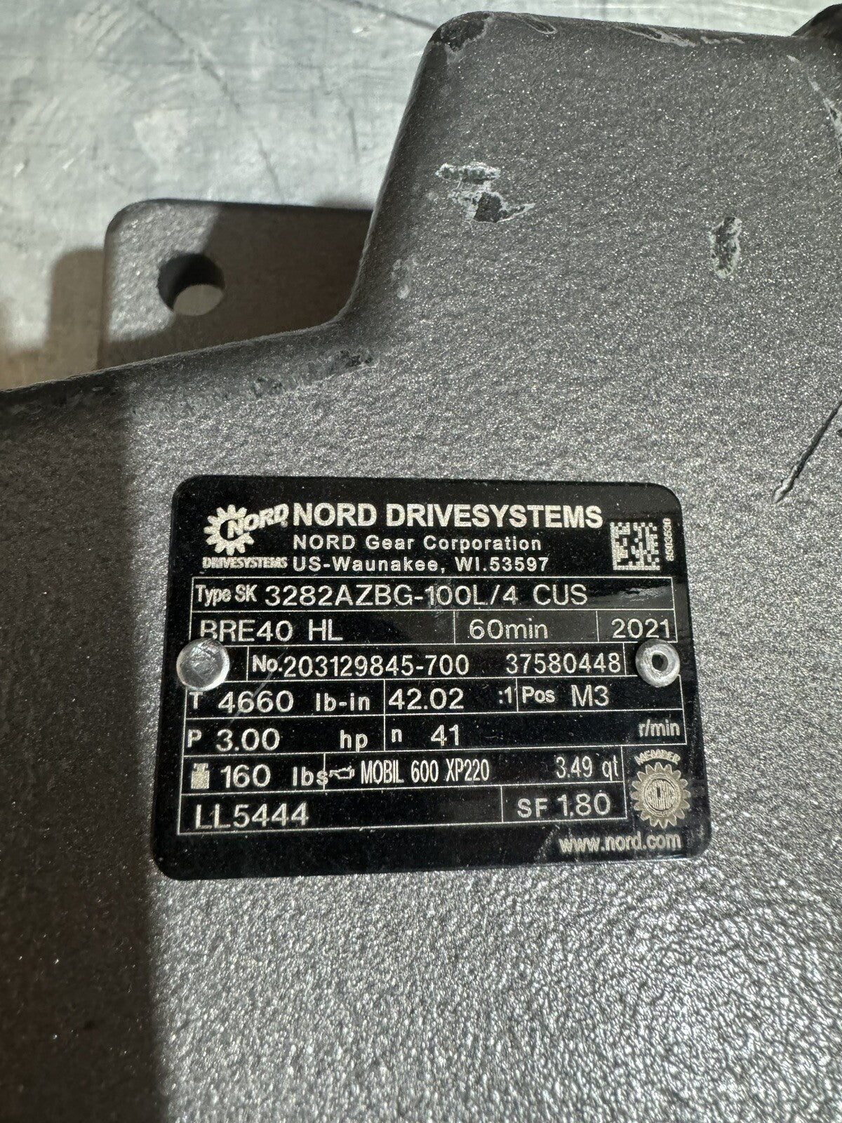 Nord 3282AZBG-100L/4 CUS BRE40 HL Gearbox ASSY 203129845-700 NEW! FREE SHIPPING!