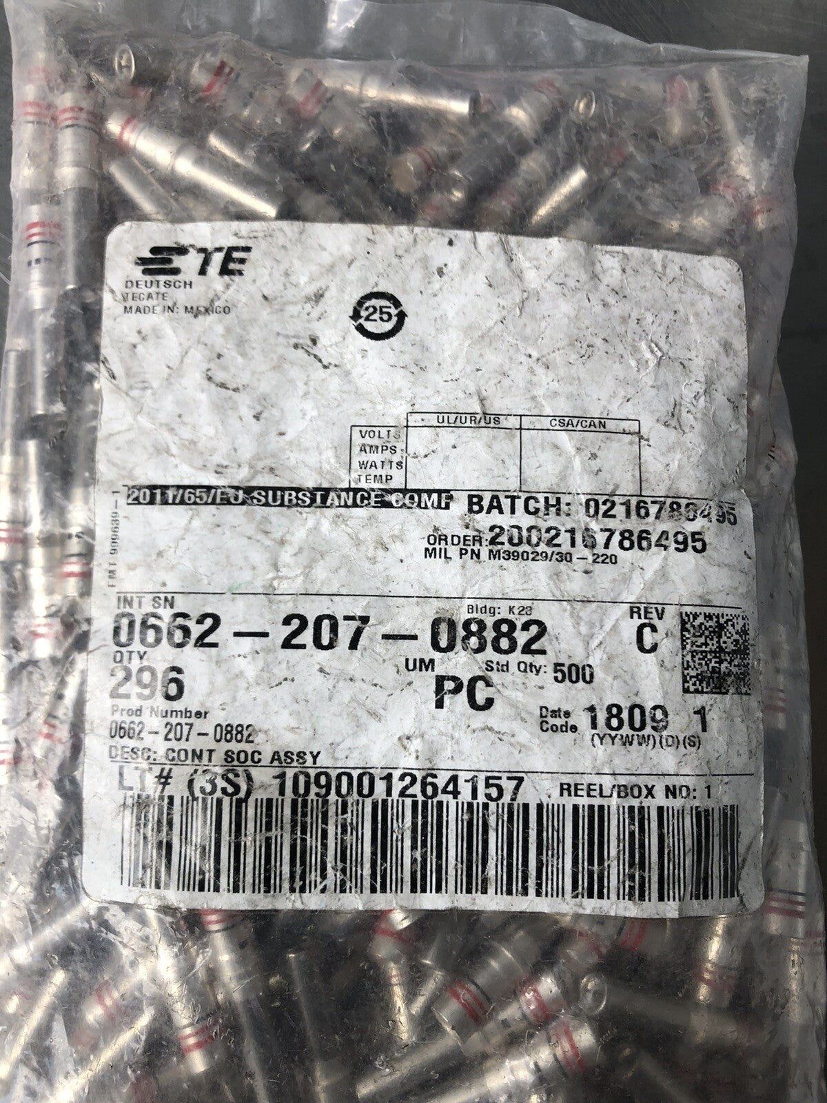 TE 0662-207-0882 Contact Soc Assy Circular Socket Connector Contact NEW!!