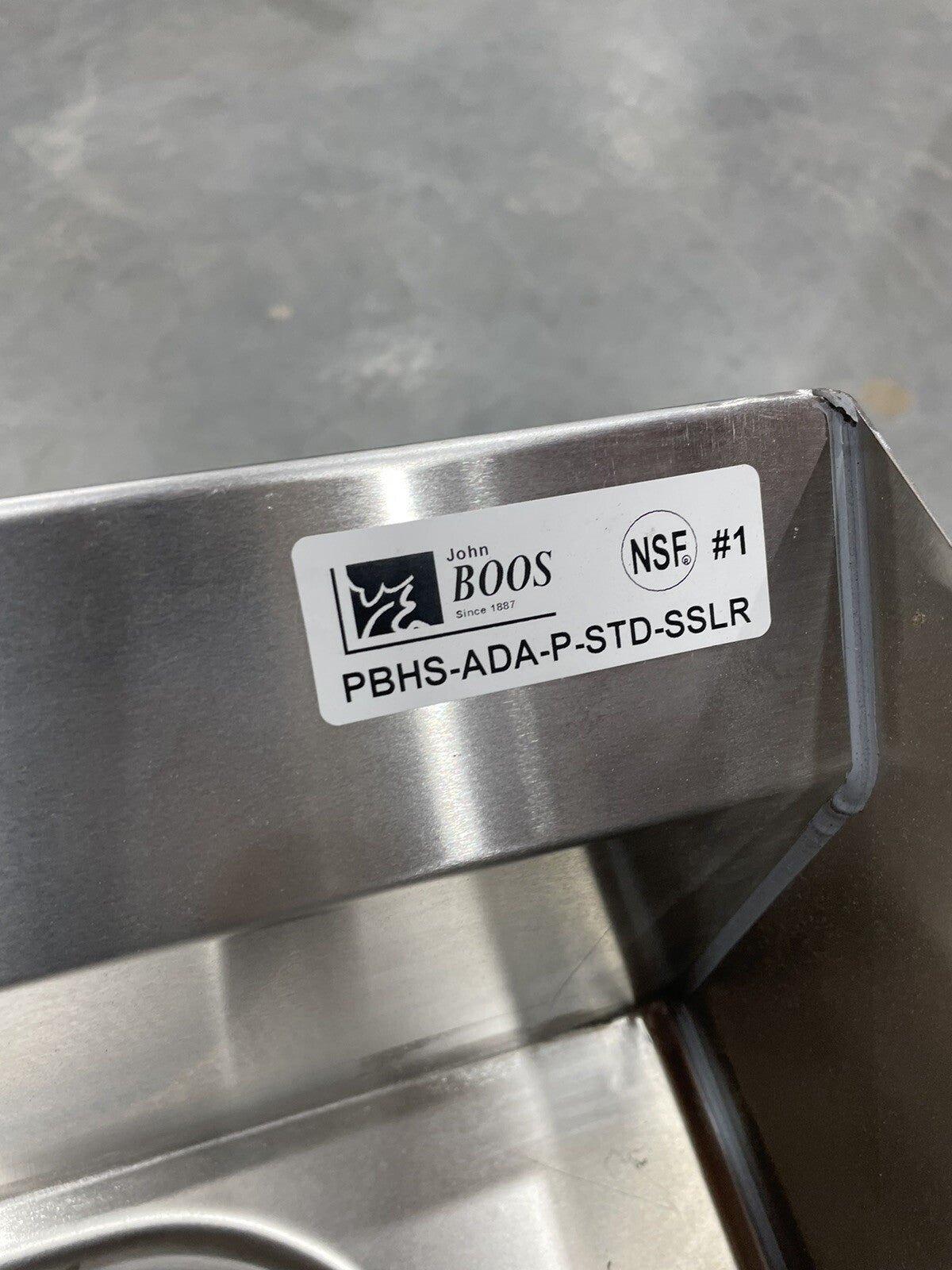John Boos PBHS-ADA-P-STD-SSLR Pro Bowl Stainless Wall Mounted Sink NEW!