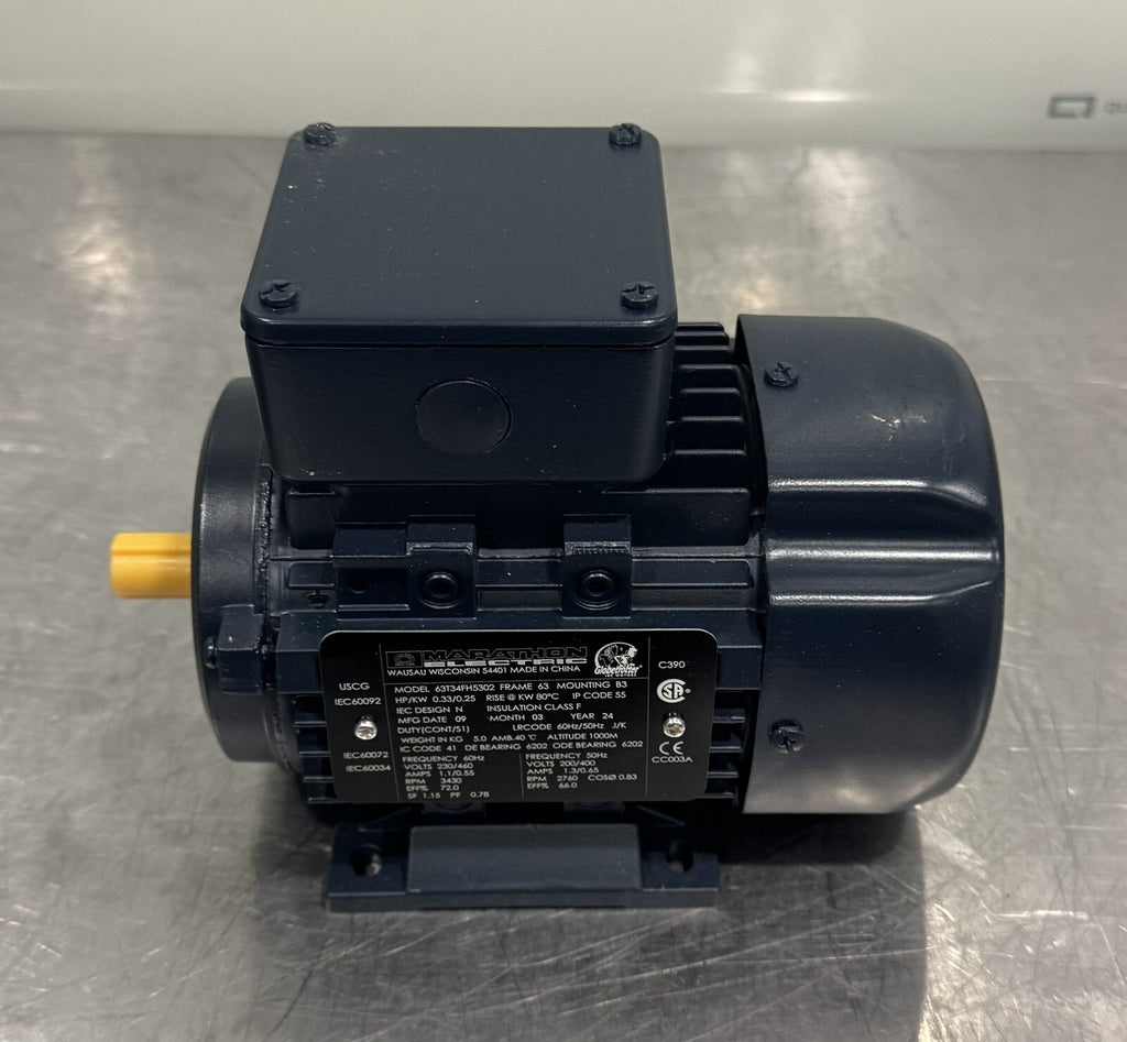 Marathon 63T34FH5302 Metric Motor R303 1/3HP 230/460-200/400V NEW! FREE SHIPPING