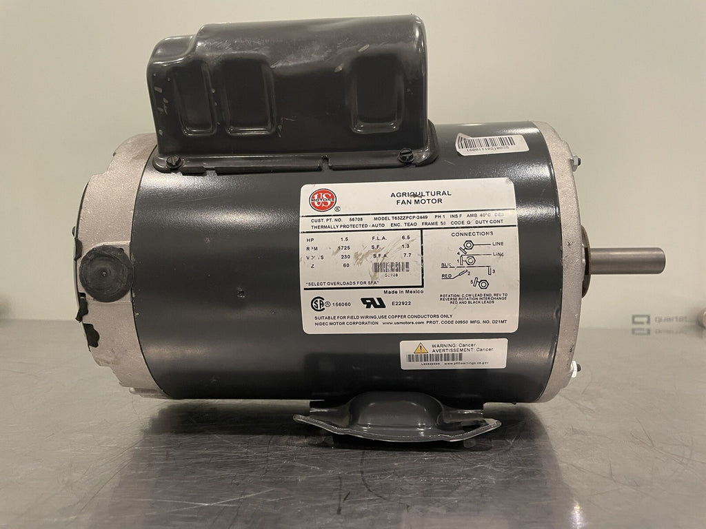 US Motors D21MT Electric Motor 56708 High Torque T63ZZPCP-2449 1.5HP 1725 RPM