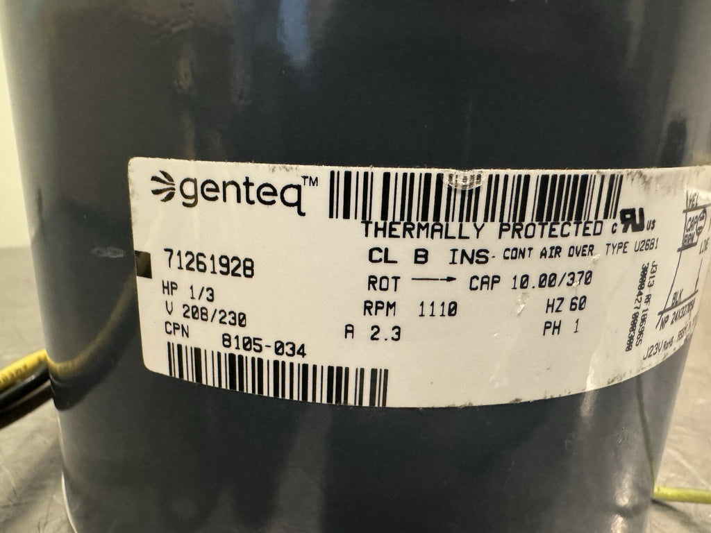 8105-034 Genteq 1/3 HP 208/230V 1110 RPM Motor 71261928 NEW! FREE SHIPPING!