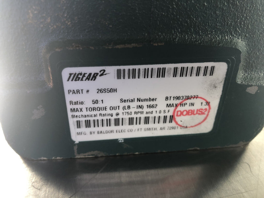Dodge Tigear2 26S50H Tigear 2 Gear Reducer 50:1 Ration Max HP 1.32 NEW!!!