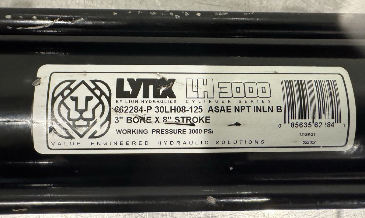 Lynx 30LH08-125 Hydraulic Cylinder 3” Bore 8” Stroke 662284-P NEW! FREE SHIPPING