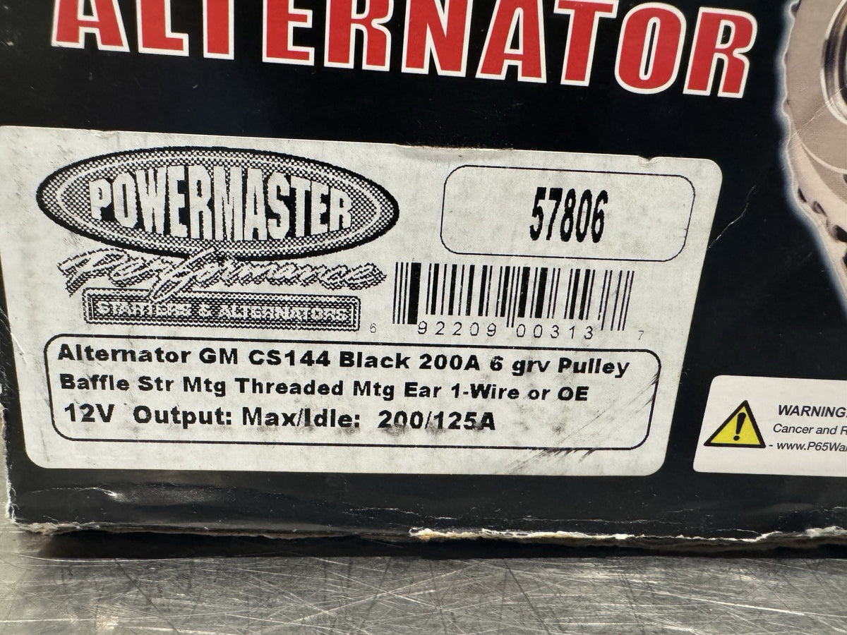 Powermaster 57806 Street Alternator CS144 200A 12V NEW! FREE SHIPPING!