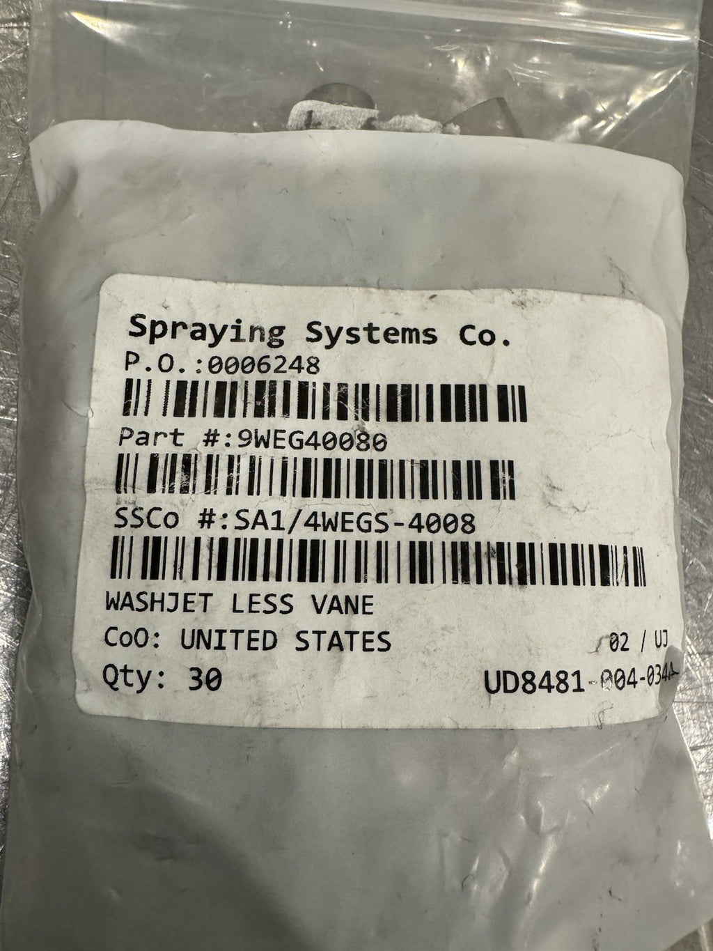 9WEG40080 Spraying Systems Washjet Less Vane Spray Nozzle 30 PACK NEW SHIPS FREE