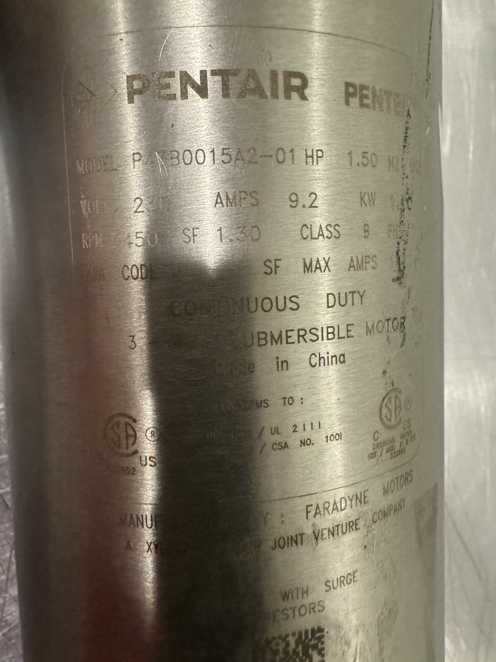 Pentair P43B0015A2-01 Submersible Pump Motor 1.5HP 4” X Series NEW! SHIPS FREE!