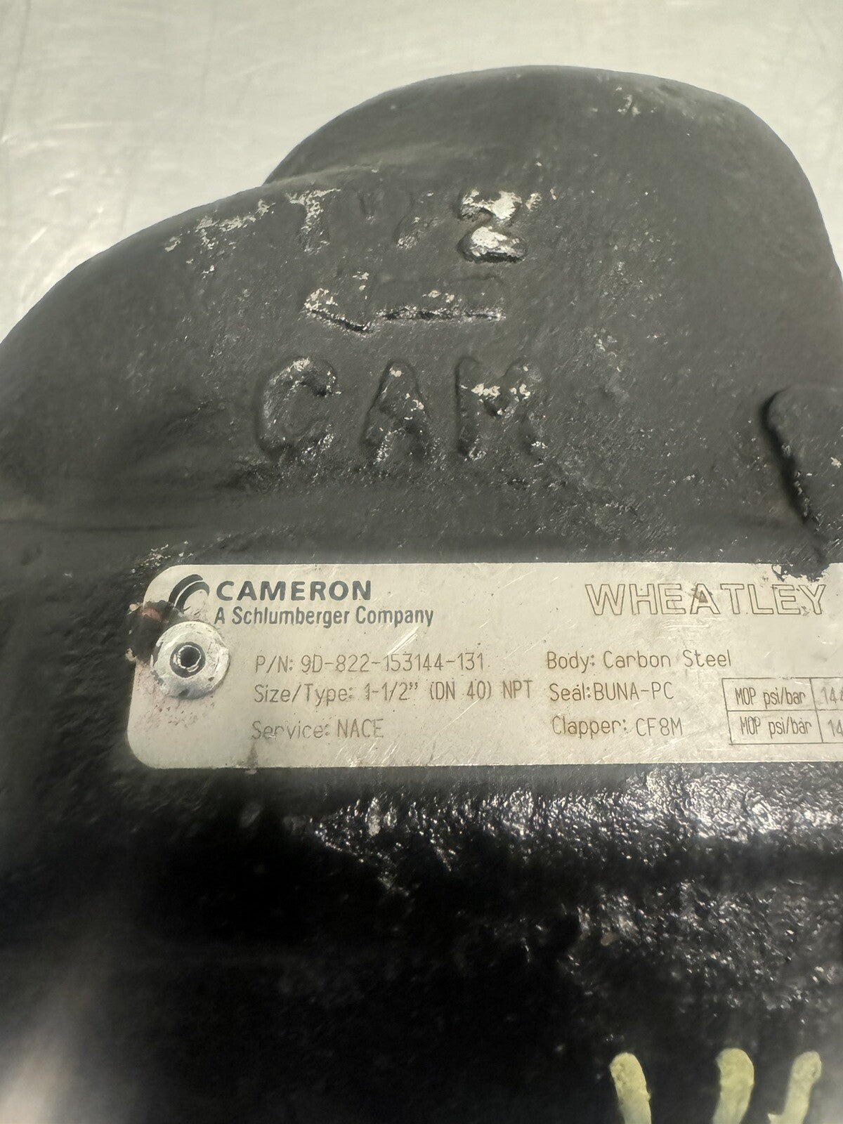 Cameron Wheatley 9D-822-153144-131 Swing Check Valve 1-1/2” Carbon Steel!