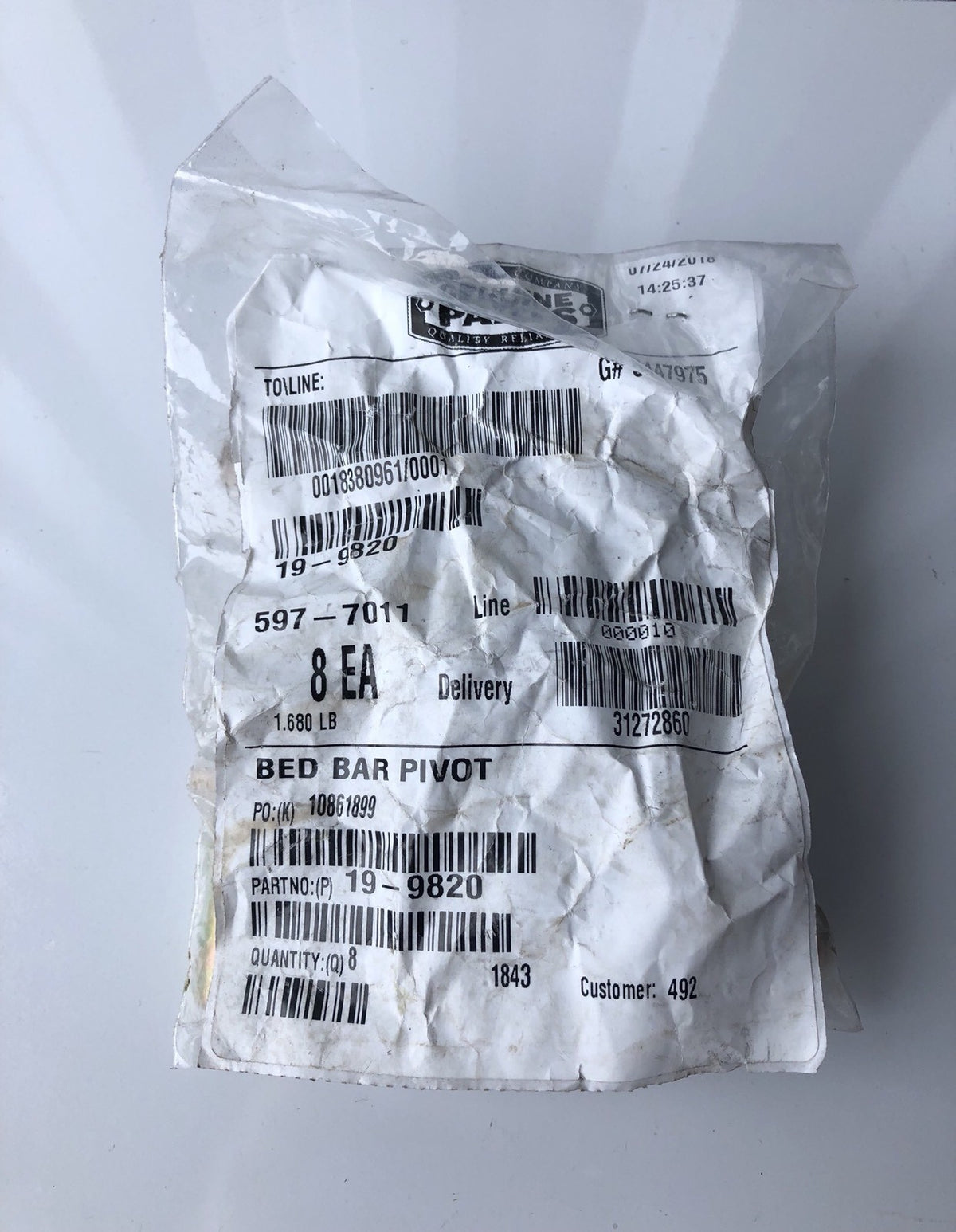 Toro 19-9820 Genuine Bed Bar Pivot 8Pavck NEW SEALED