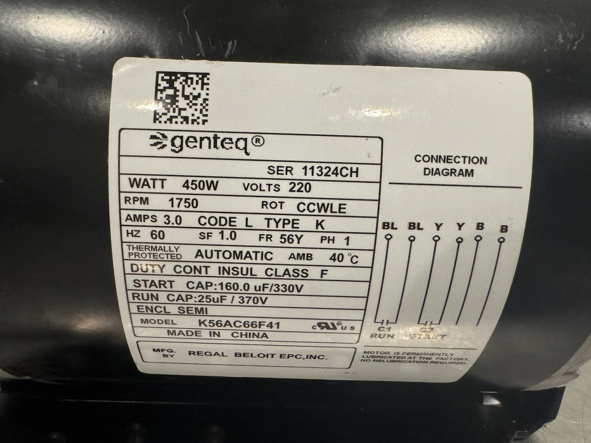 Genteq K56AC66F41 Spaceman Motor W/ Capacitors 450W 220V 1750 RPM NEW SHIPS FREE