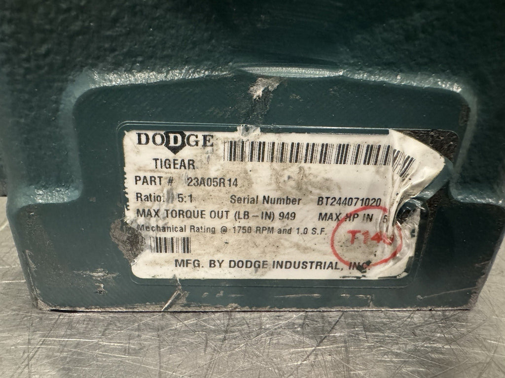 Dodge 23A05R14 Tigear2 Worm Gear Speed Reducer 5:1 NEW! FREE SHIPPING!