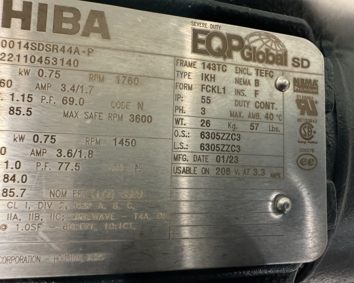 Toshiba 0014SDSR44A-P Motor 1HP 230/460V C-Face NEW! SHIPS FREE!