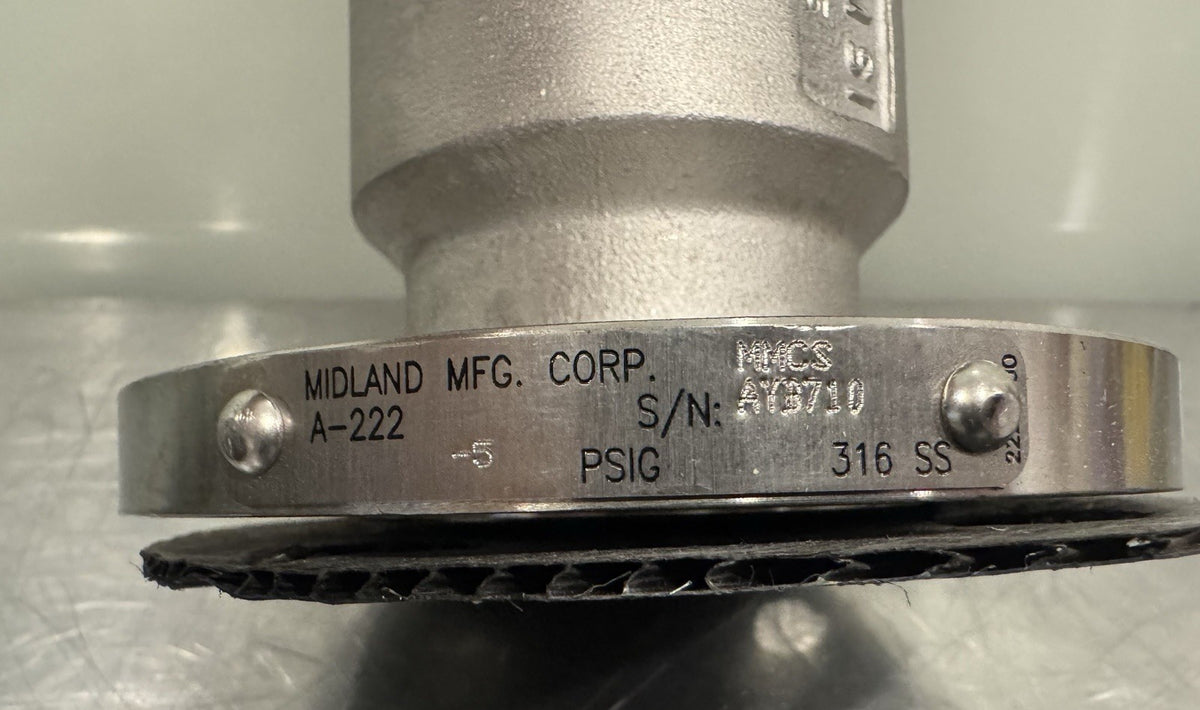 Midland A-222-W-NS-5-VGFS Vacuum Relief Valve 217-84-SS NEW! FREE SHIPPING!