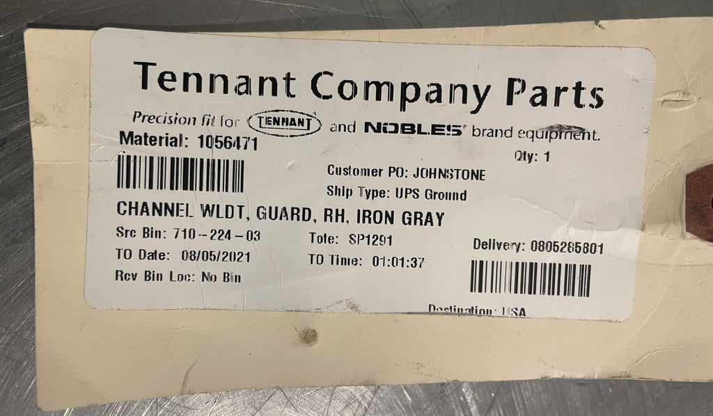 Tennant 1056471 Channel Weldment Guard Gray NEW WITH TAGS! FREE SHIPPING!
