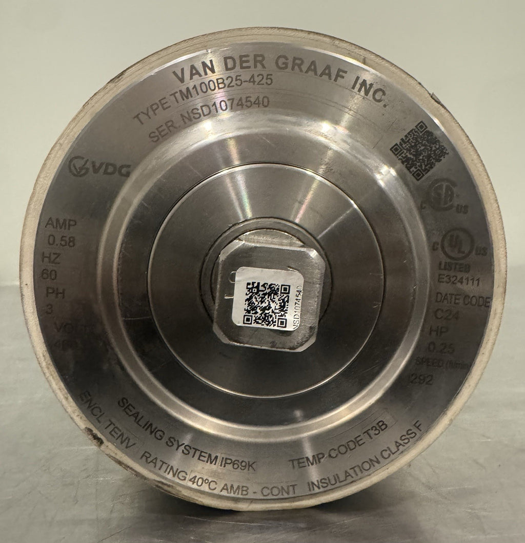 Van Der Graaf TM100B25-425 Drum Motor Roller .58 Amp 460V 3Ph .25 HP NEW!