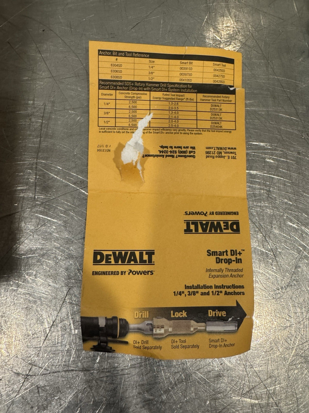 Dewalt Smart DI+ Drop-In 3/8” 6306SD-PWR 252 PACK NEW! FREE SHIPPING!