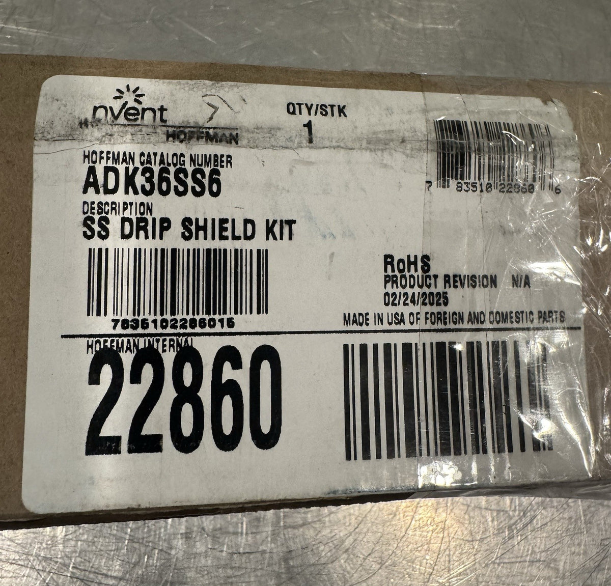 Nvent Hoffman ADK36SS6 Drip Shield Kit Stainless Steel NEW IN BOX! FREE SHIPPING