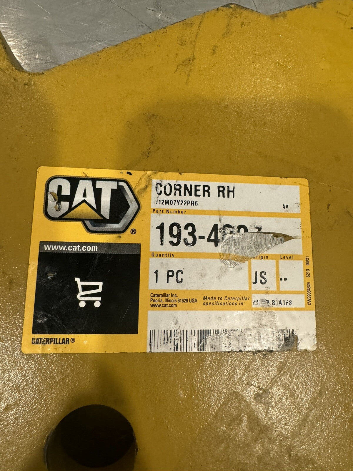 Caterpillar 193-4027 Genuine CAT Sidebar Corner ASSY NEW! FREE SHIPPING!