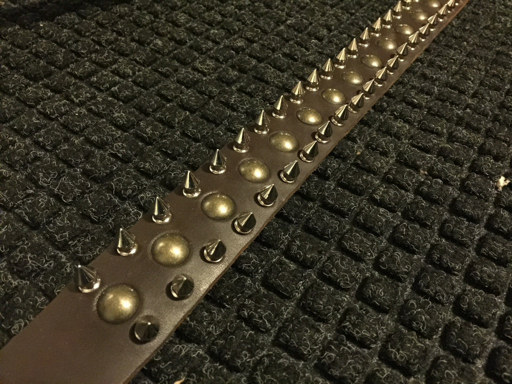 Dean And Tyler Brown Spiked Studded Genuine Leather Dog Collar 28" X 1.5" NEW