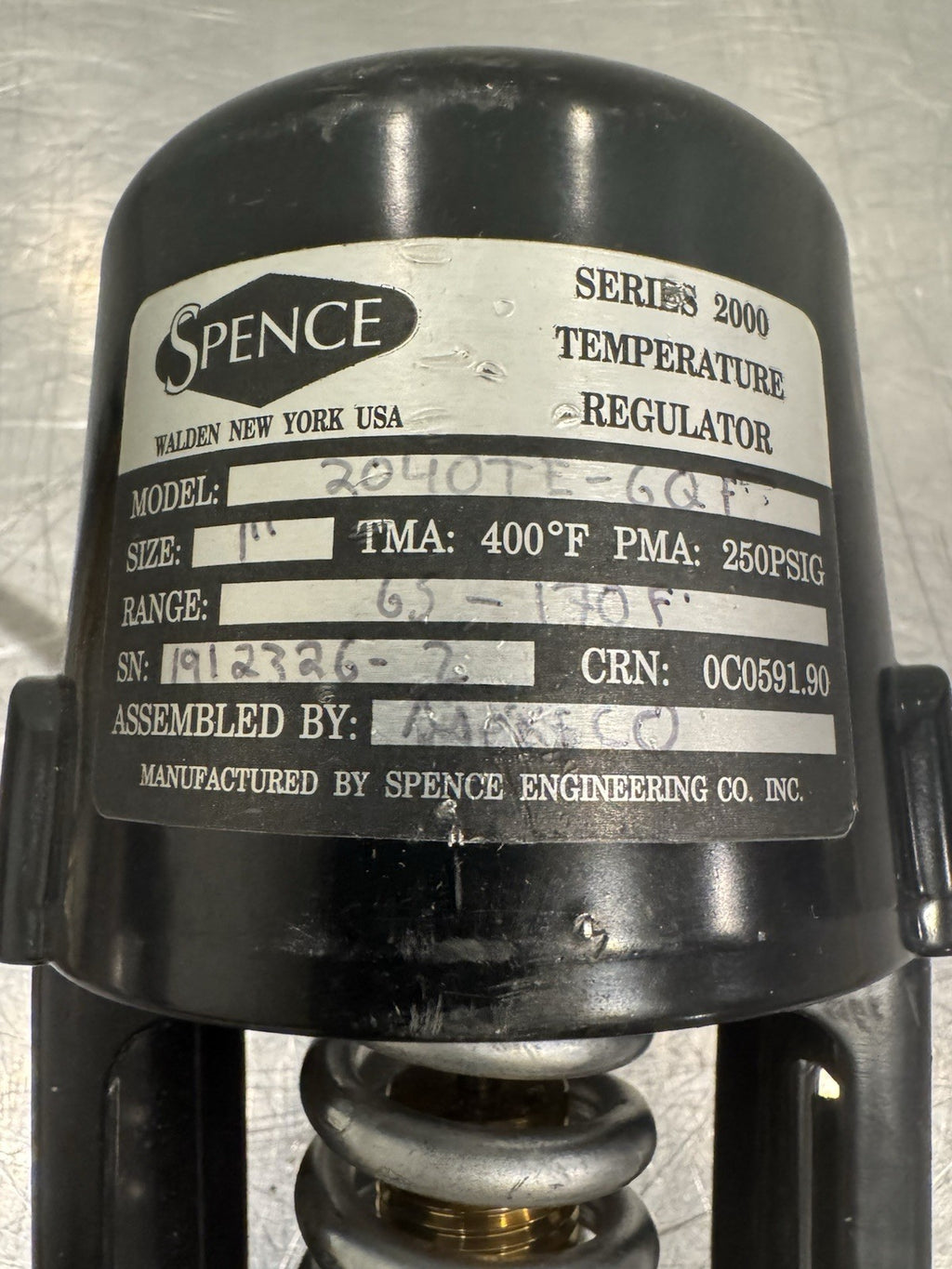 Spence 2040TE-GQF Temperature Regulator Series 2000 NEW! BROKEN GAUGE!