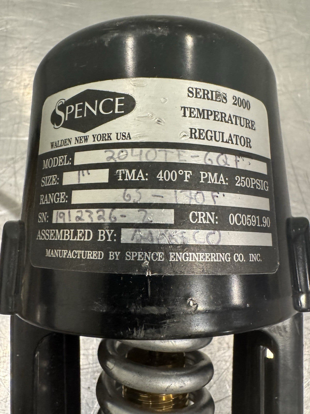 Spence 2040TE-GQF Temperature Regulator Series 2000 NEW! BROKEN GAUGE!