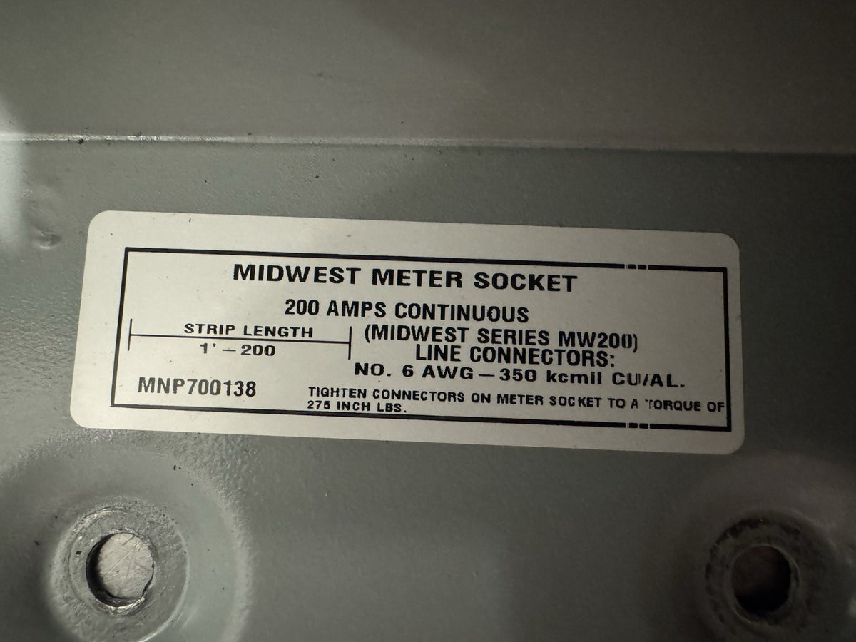 Midwest MNP700138 Meter Socket Box 200 Amp NEW! FREE SHIPPING!