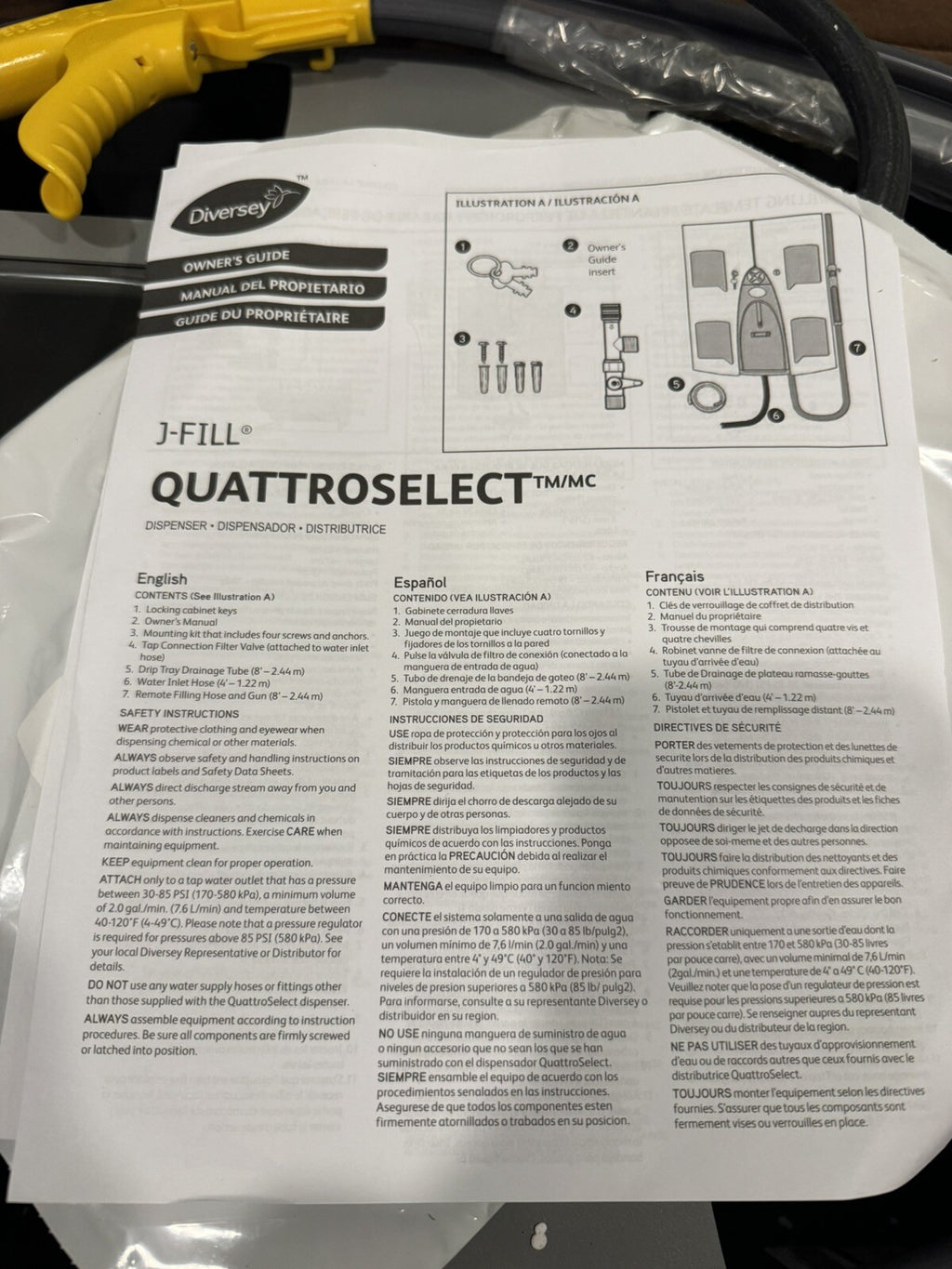 Diversey D5913247 QuattroSelect Dispenser J-Fill Safe Gap 1.5 GPM NEW IN BOX!