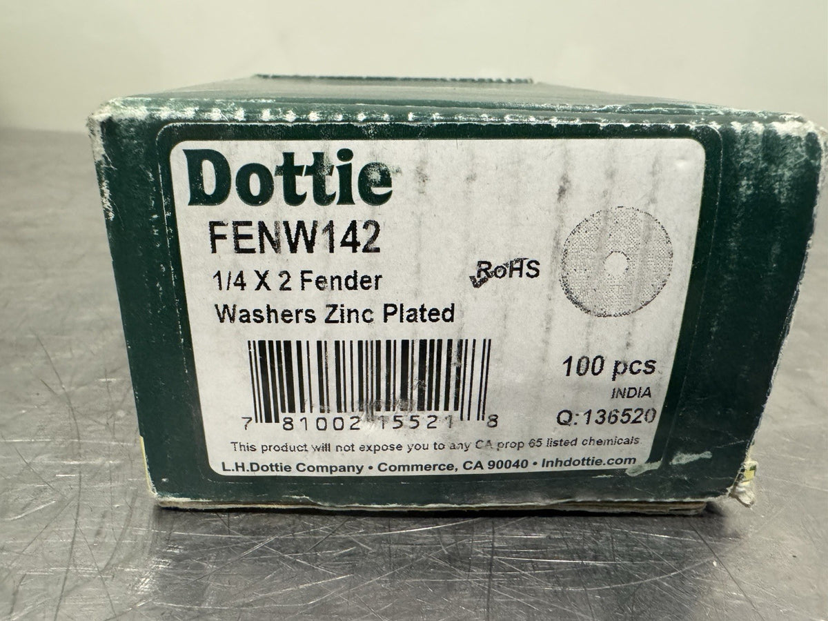Dottie FENW142V 1/4 x 2 Washers Zinc Plated 100 PACK NEW! FREE SHIPPING!