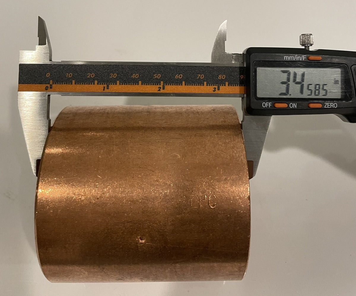 Copper Coupling W/ Stop 3-1/8" OD Pipe Coupler 3-1/2” Long NEW! FREE SHIPPING!