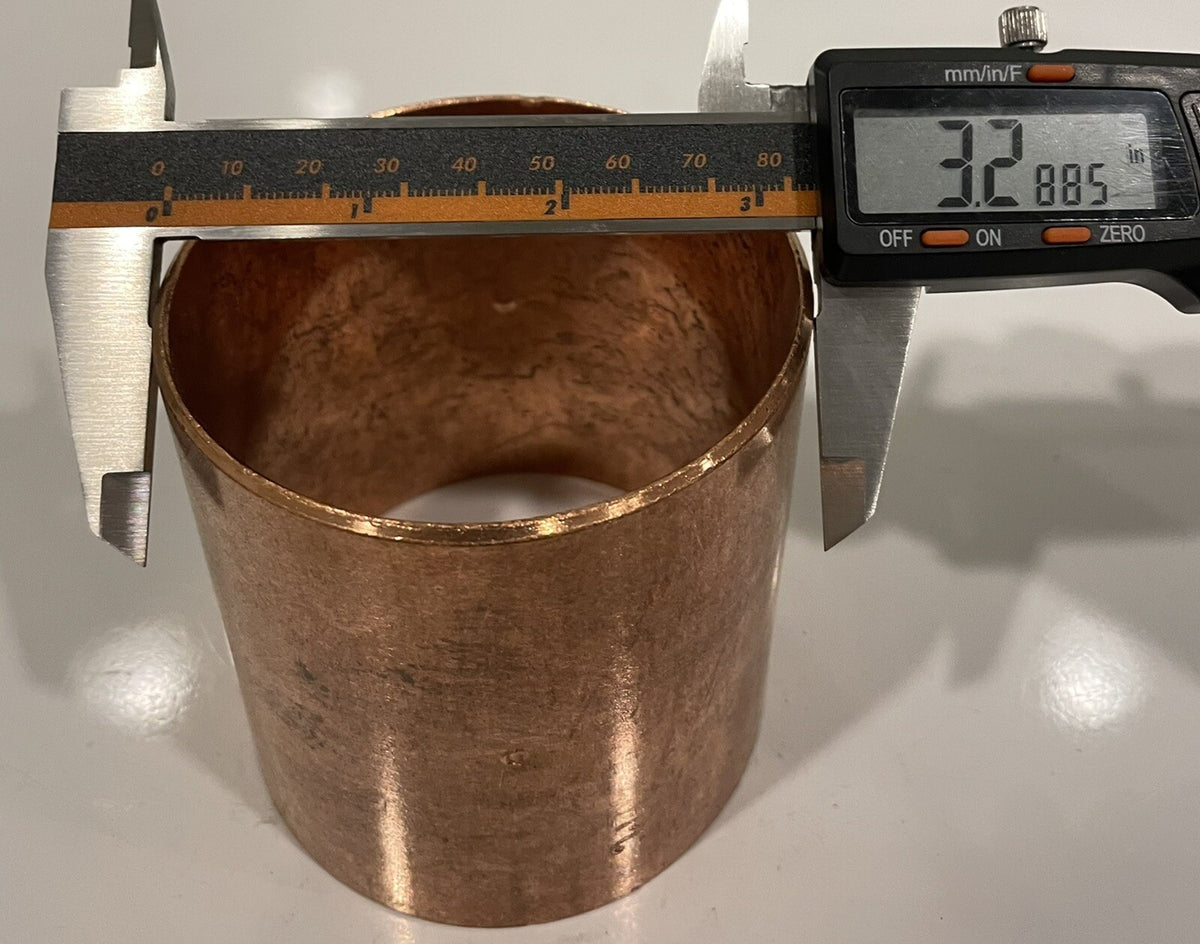 Copper Coupling W/ Stop 3-1/8" OD Pipe Coupler 3-1/2” Long NEW! FREE SHIPPING!