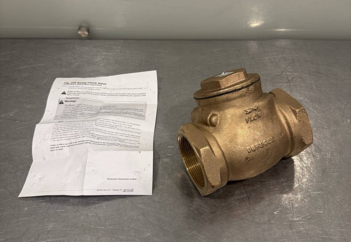 Morrison 246A-0400 AV Swing Check Valve 3” Threaded Brass 246A NEW! SHIPS FREE!