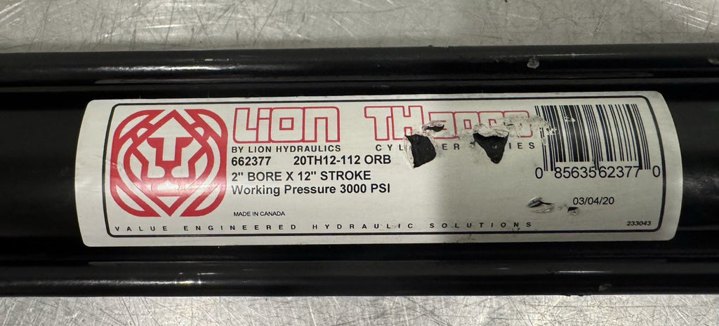 Lion 20TH12-112 ORB Hydraulic Cylinder 2” Bore 12” Stroke 662377 NEW! SHIPS FREE