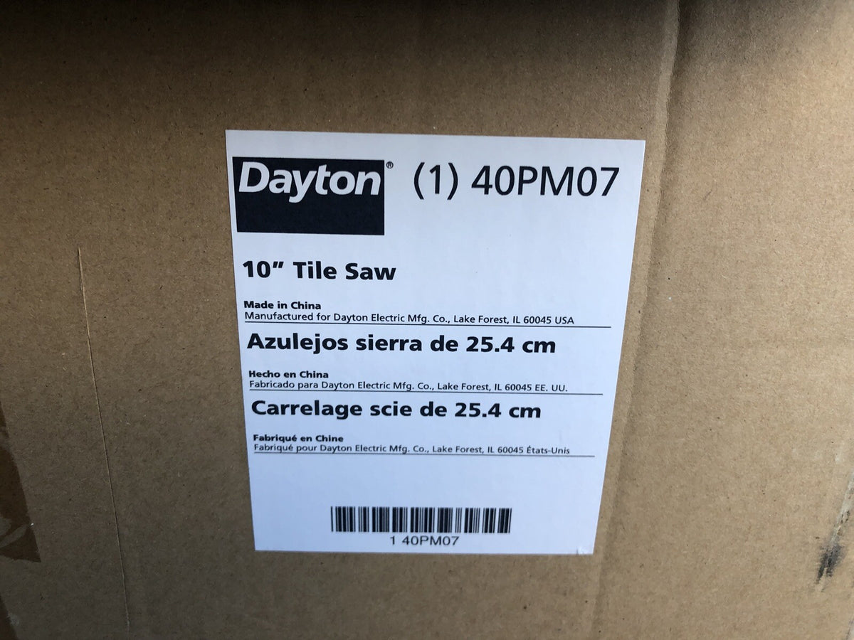 Dayton 40PM07 10” Tile Saw W/ Stand 120V 2.5HP 3450RPM NEW IN BOX!!!