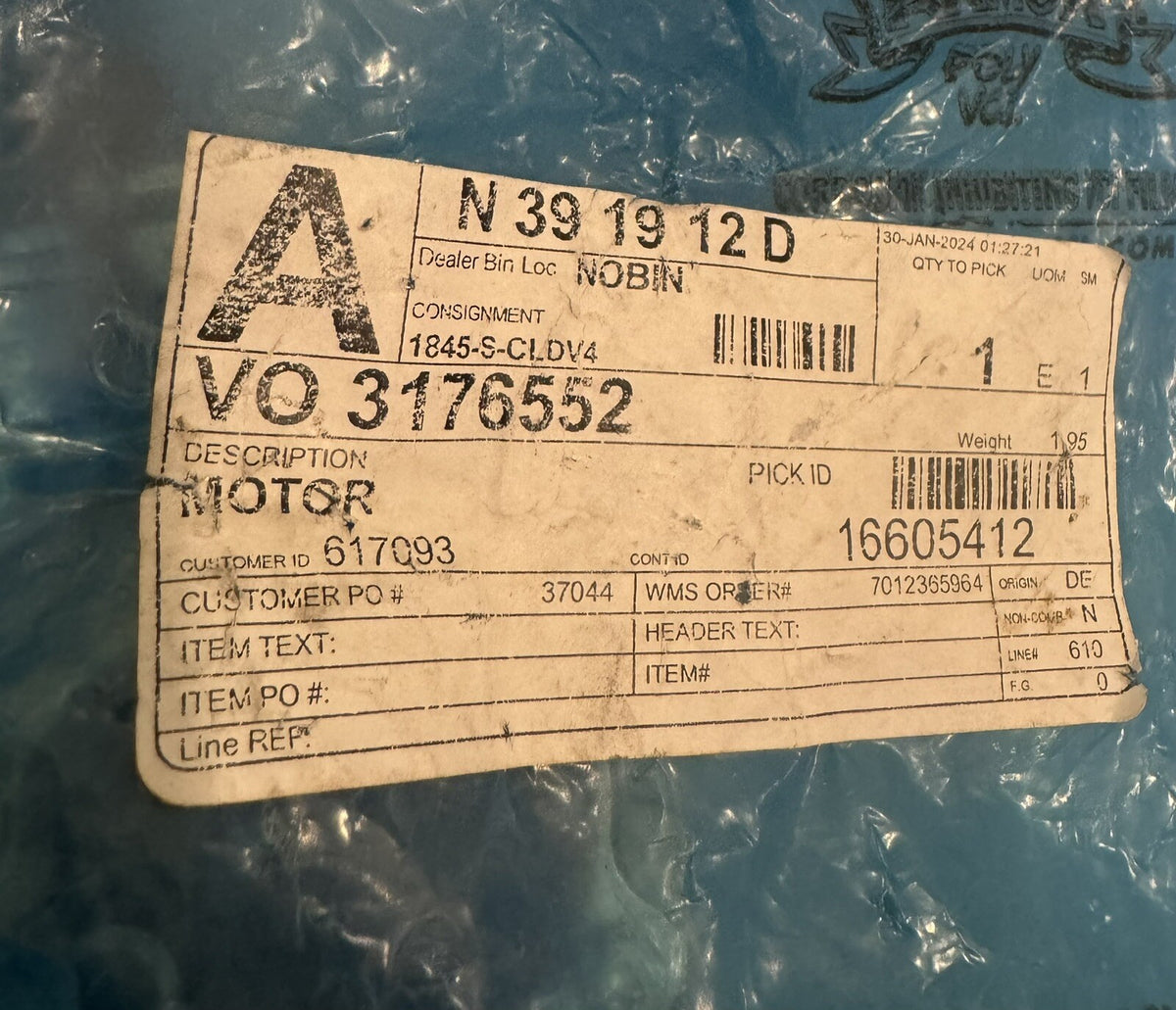 Volvo 3176552 Genuine Window Regulator Motor Right RH NEW! FREE SHIPPING!