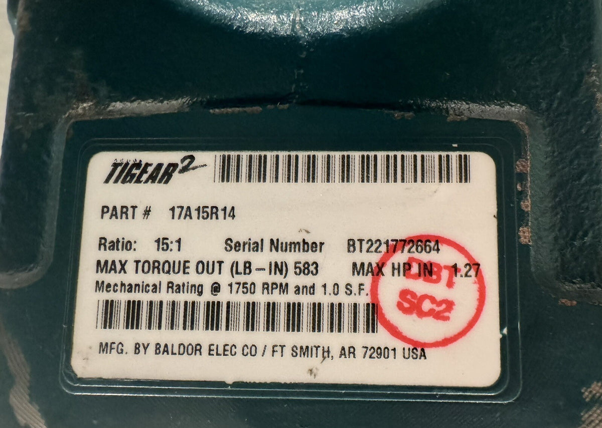 Baldor Motor VEUHM3546T Dodge 17A15R14 Tigear2 Reducer NEW! FREE SHIPPING!